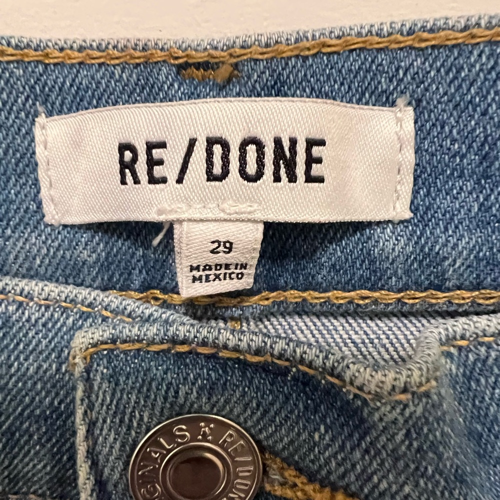 RE/DONE 90s High Rise Ankle Crop Women's Blue Distressed Jeans - Picture 4 of 5
